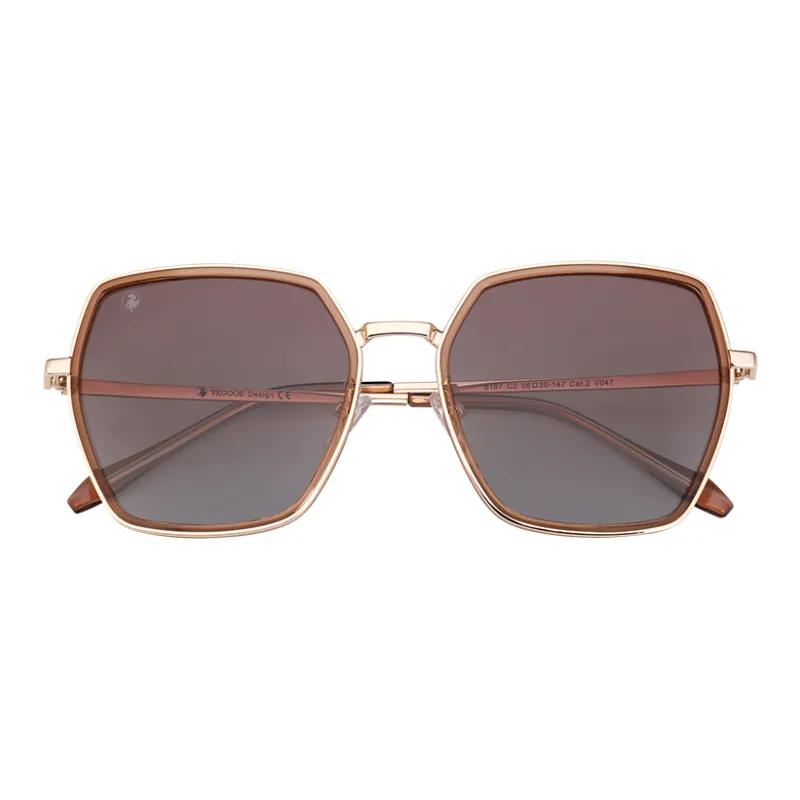 VEGOOS TR/Memory Plastic Metal Irregular Shape Sunglasses Women's-2