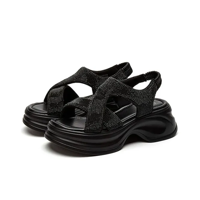 DAPHNE Beach Sandals Women's Apricot, Black-5