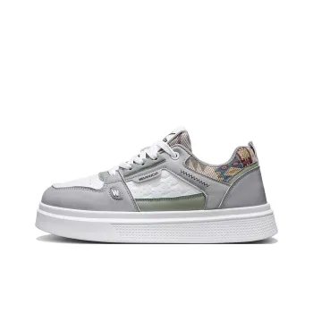 Warrior Slip Resistant, Abrasion Resistant, Lightweight Low Top Skateboard Shoes Men's Gray White Green