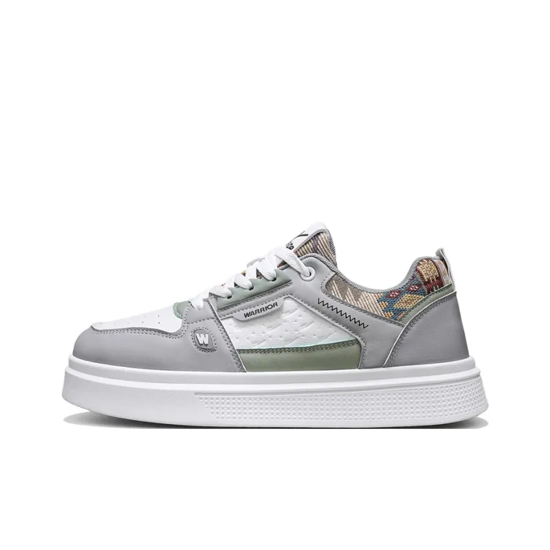 Warrior Slip Resistant, Abrasion Resistant, Lightweight Low Top Skateboard Shoes Men's Gray White Green-0