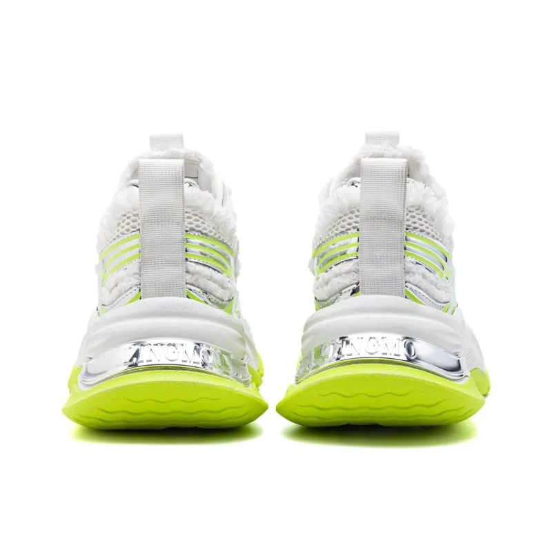 LINGMO Slip Resistant, Abrasion Resistant, Breathable, Height Increasing Low Top Chunky Sneakers Unisex White-20
