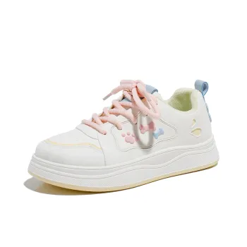 Babaya Skateboard Shoes Women's Low Top Beige Yellow/Beige Blue