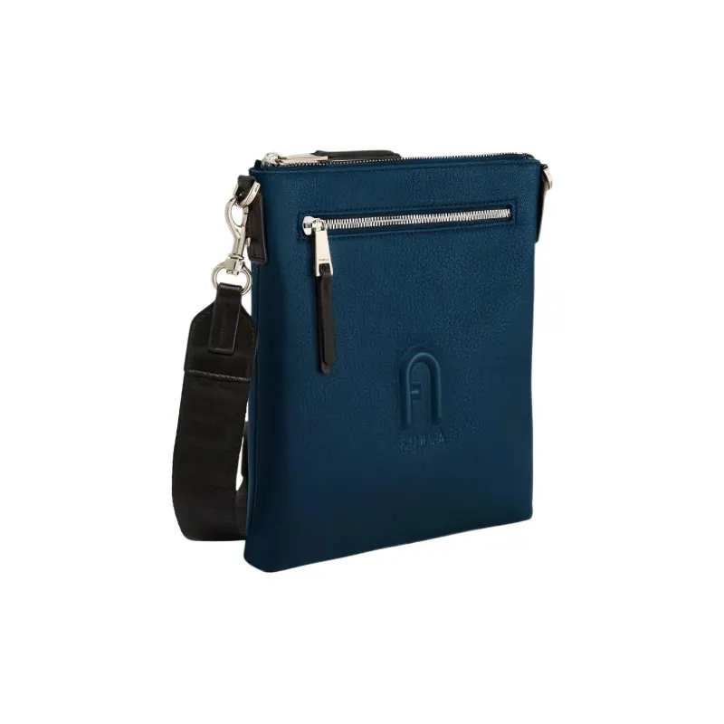 Furla Man Cosmo Calfskin Messenger Bag Shoulder Bag Crossbody Bag Mini Men's Blue-1