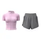 [Short-Sleeved Set]Diamond Powder+Gray