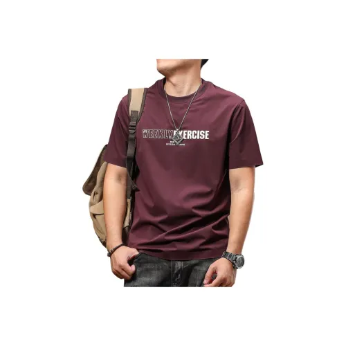 Seasonal Words T Shirts Men Dark Reddish Purple