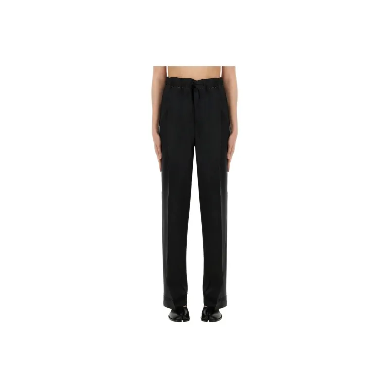 Maison Margiela Drawstring Pressed Crease Trousers-0