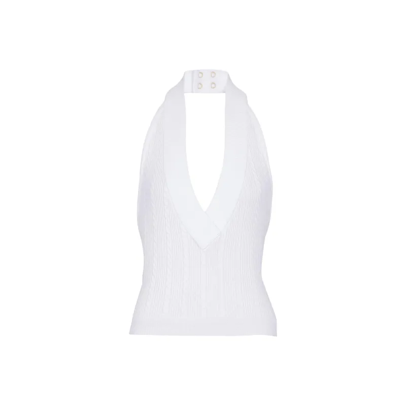 BALMAIN Cable knit Halterneck Top-0