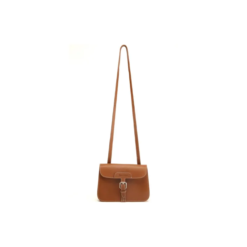 AQUASCUTUM Top Grain Cow Leather Small Square Bag, Crossbody Bag, Shoulder Bag Women's Brown-2