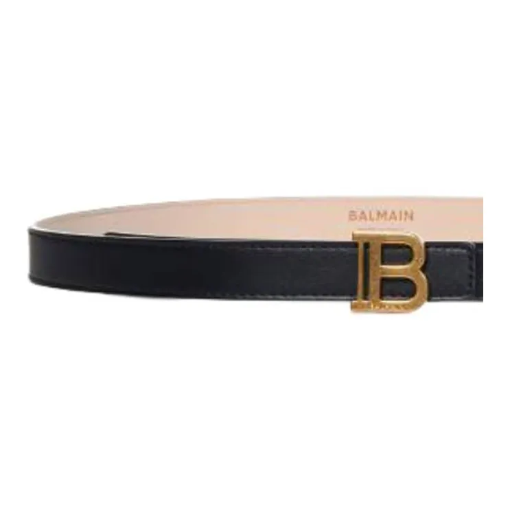 BALMAIN Leather Belt Unisex Black 2CM-1
