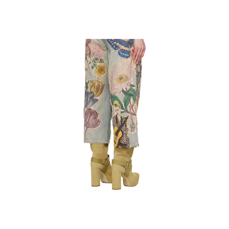 R13 Floral appliqué Jeans-4
