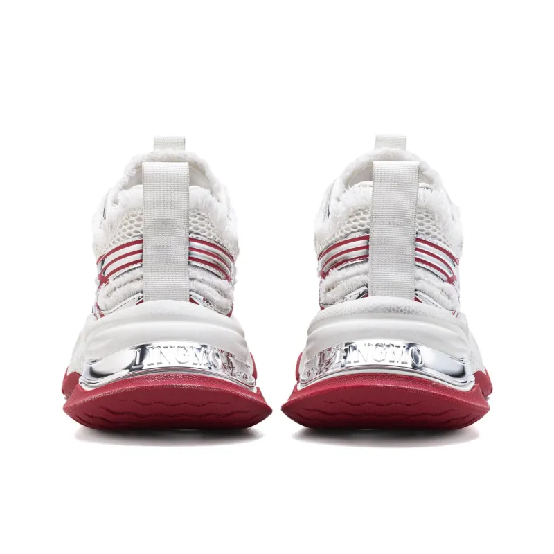 LINGMO Slip Resistant, Abrasion Resistant, Breathable, Height Increasing Low Top Chunky Sneakers Unisex White-13