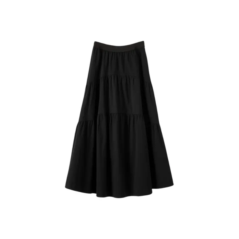 Late White Casual Long Skirt Women's-0