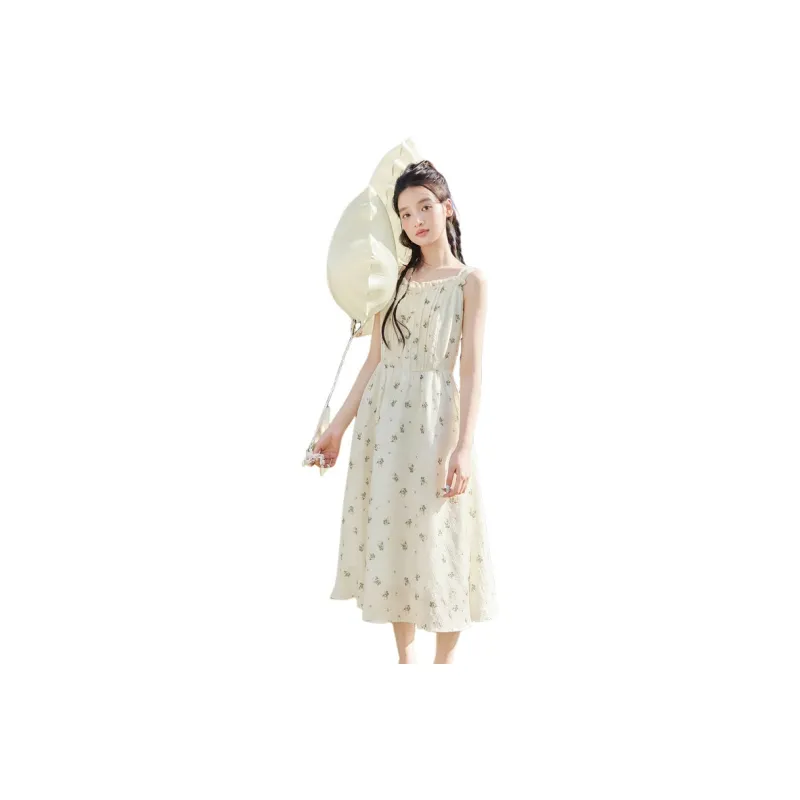 ZIHAN Slip Dresses Women's Beige Gold-0