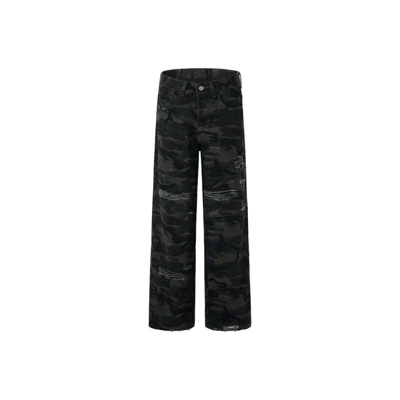LANGWEIZHE Loose Fit Straight Fit Trendy Fashion Design Premium Camouflage Casual Pants Unisex-7