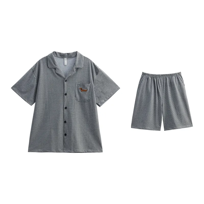 XUANZHITING Pajama Set Men's Striped Gray-0