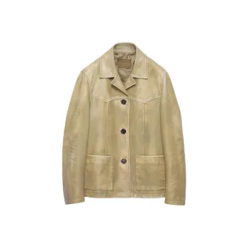 PRADA SS25 Leather Jacket Women's Beige