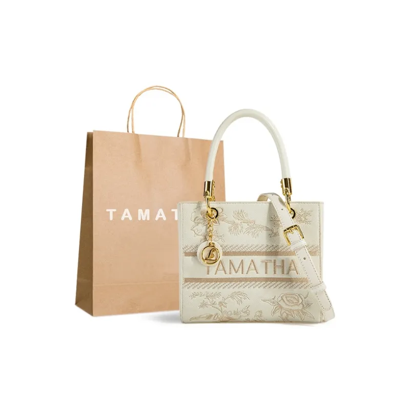 TAMATHA Polyurethane Synthetic Leather Lady Dior Bag Handbag Women's Embroidery In White-0