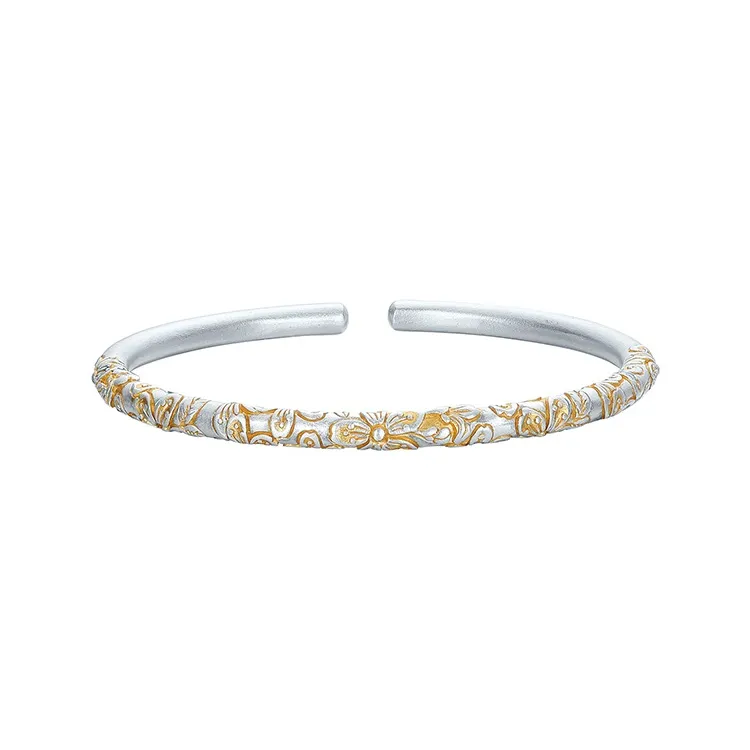LIU GUI FU JEWELRY 999 Fine Silver Bangles Women's-0