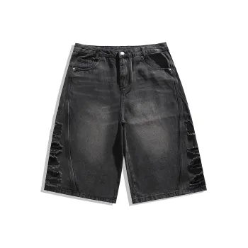 Antioffice Denim Shorts Men Black Gray