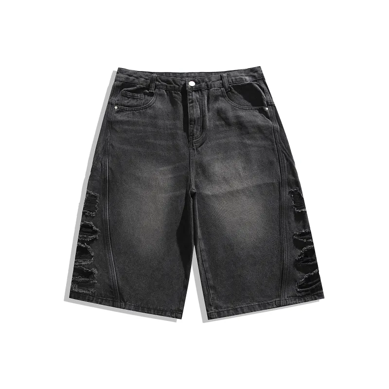 Antioffice Denim Shorts Men Black Gray-0