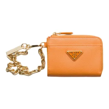 PRADA Saffiano Calfskin Wallet Trumpets Women's Amber