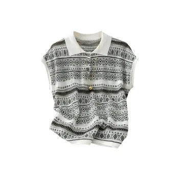 TOUCH Knitwear Women's Black Floral Stripes