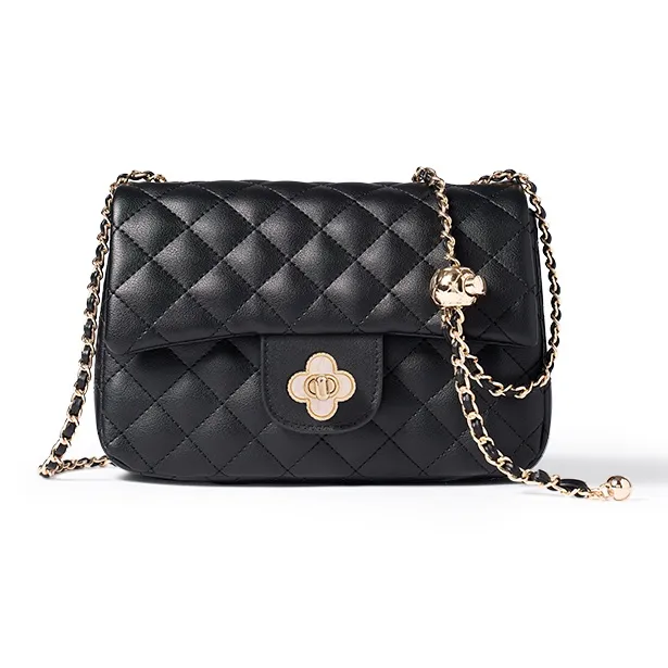 Old Man's Head Cow Leather Handheld Underarm One Shoulder Small Bag Chain Crossbody Bag Women's White/Black-6