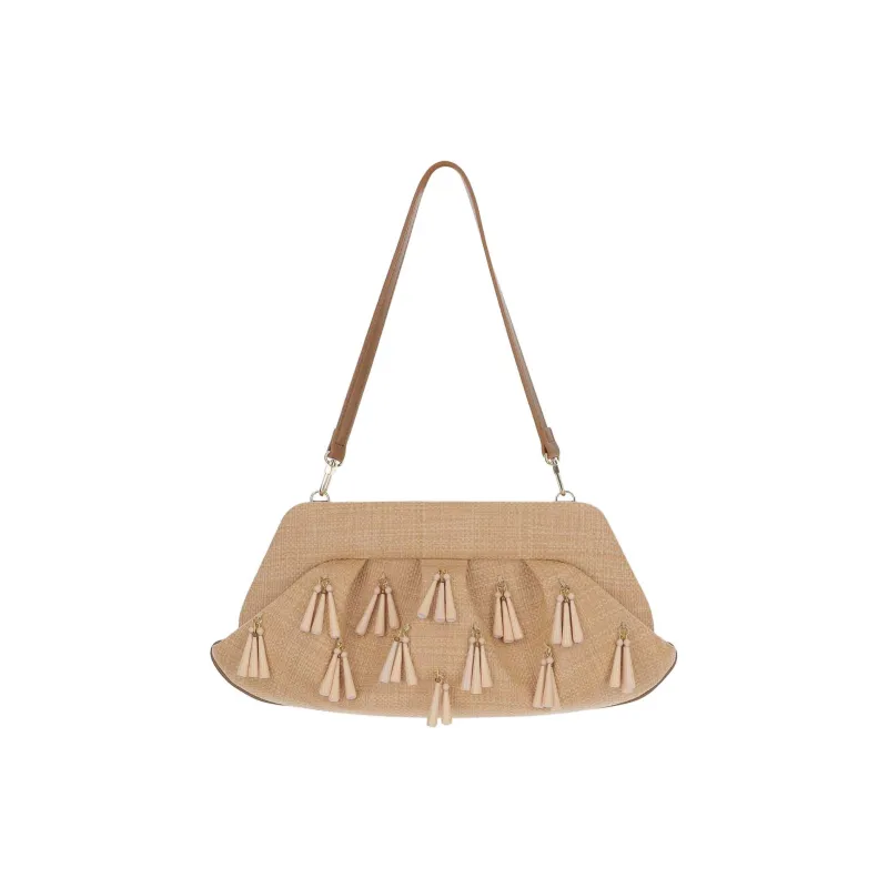 THEMOIRE Polyurethane One Shoulder Clutch Women's Light Umber-0