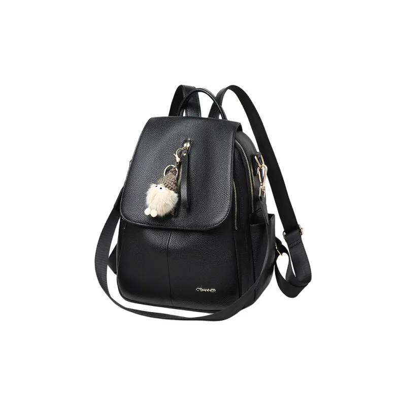 C°BANNER Cow Leather Backpack Medium Size Women's Black-2