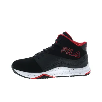 FILA Anti Slip Wear Resistant High Top Basketball Shoes Unisex Black Red