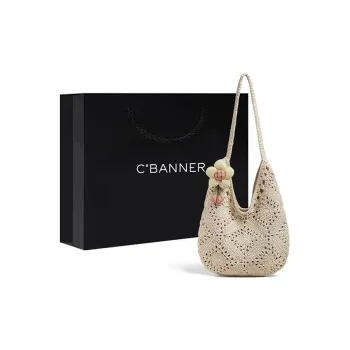 C°BANNER Fabric Shoulder Bag Medium Size Women's Ecru/Khaki
