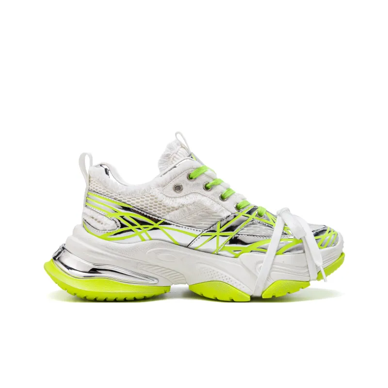 LINGMO Slip Resistant, Abrasion Resistant, Breathable, Height Increasing Low Top Chunky Sneakers Unisex White-15