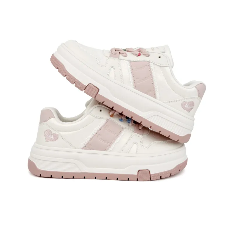 Warrior Cushioning, Balance, And Breathable Design Low Top Skateboard Shoes Women's Beige Pink-2
