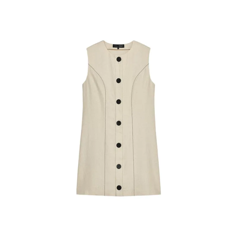 ZARA Sleeveless Dresses Women's Beige-0