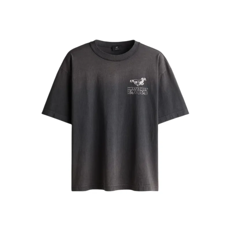 H&M T Shirts Unisex Dark Gray-0