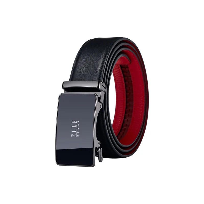 ELLE HOMME Cow Leather Niche Design, Premium Feel, Comfortable Belt Men's Gunmetal Width 3.5cm-0