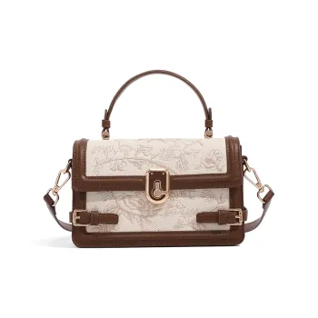 CLEVER& KETCH PU Shoulder Bag Box Bag Handbag Women's Coffee/White
