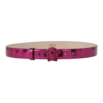 VERSACE Leather, Metal, Palladium Leather Belts Unisex Pink 