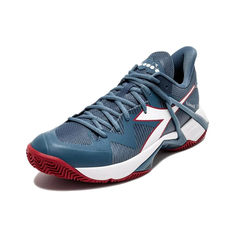 Diadora Anti Slip Wear Resistant Low Top Tennis Shoes Men's Marine Blue-2
