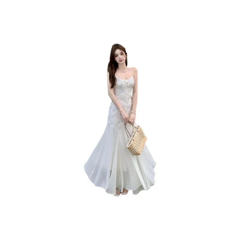 Mu Xiao Xin Slip Dresses Women's White-0