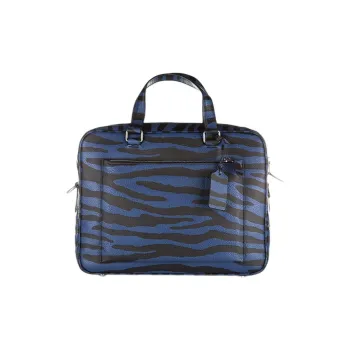COACH Hudson Leather Portable Briefcase Shoulder Bag Crossbody Bag Large Size Men's Black & Blue