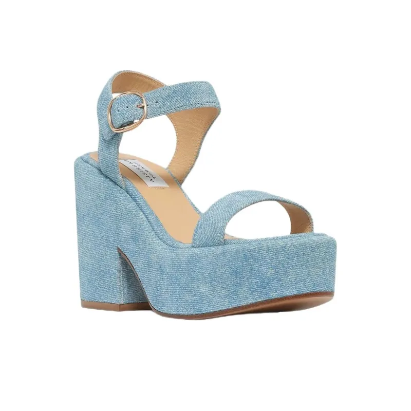 GABRIELA HEARST Iman One Strap Sandals 10cm Women's Blue-2
