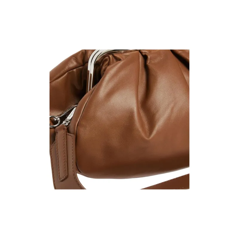 WEEKEND MaxMara Calfskin Shoulder Bag Medium Size Women's Brown-2