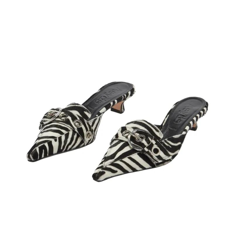 Aeyde 35mm Danielle Zebra print Pointed Mules Women's-2