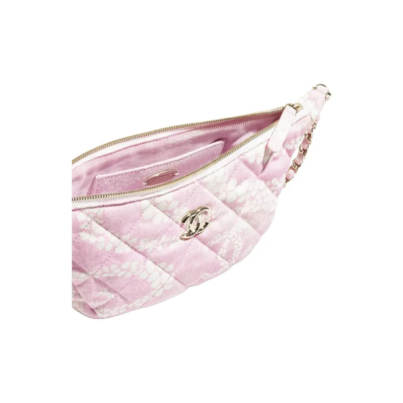 CHANEL Coco Denim Hobo Bag Shoulder Bag Tubas Women's Light Pink & White-3