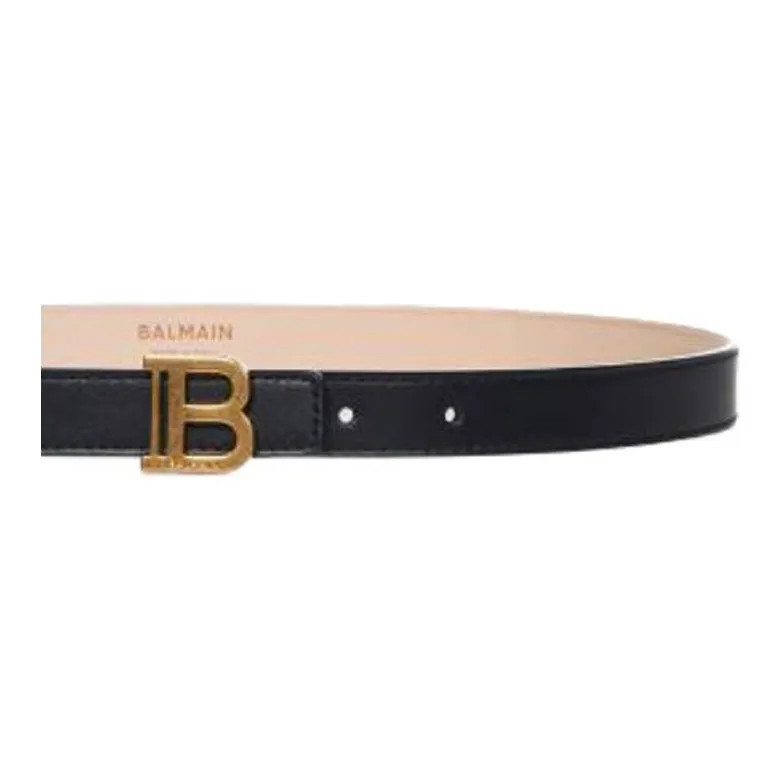 BALMAIN Leather Belt Unisex Black 2CM-2