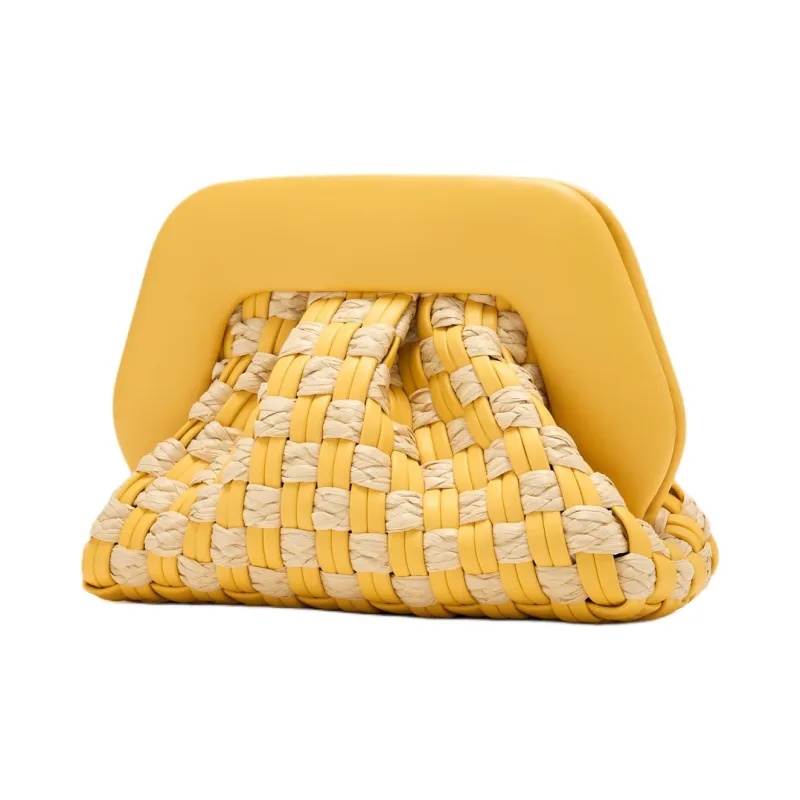 THEMOIRE GEA Vegan Leather One Shoulder Clutch Micro Women's Yellow-1