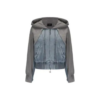 GIMING Denim Jackets Women's Gray+Blue