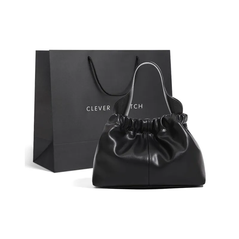 CLEVER& KETCH PU Cloud Bag, One Shoulder Handbag Women's Ecru/Black/Pink-7