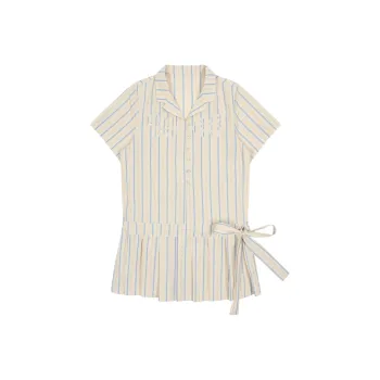 MostwantedLab Shirts Women's Light Lemon Yellow Stripes